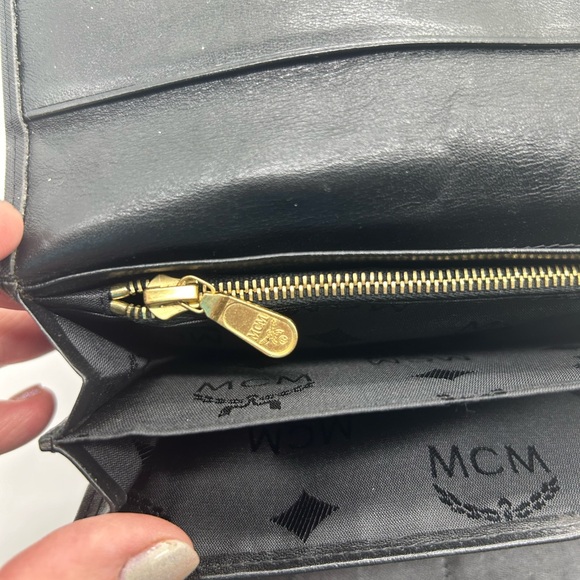 MCM monogrammed black nylon long wallet